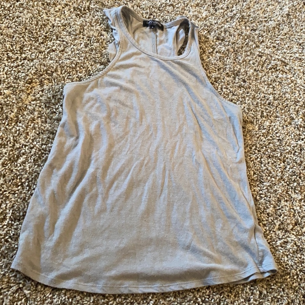 David Lerner ruffle racer back burnout tank small